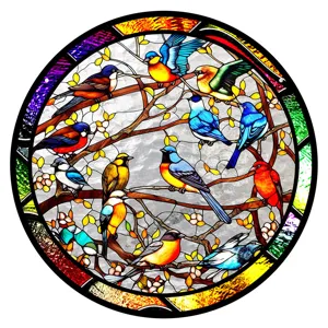 Colorful stained glass bird window hanging acrylic suncatcher for home indoor wall decor