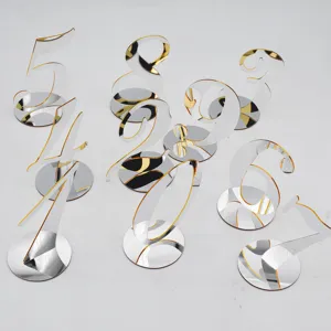 Acrylic table numbers with mirror finish and round base for wedding restaurant decor