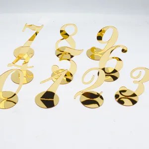 Gold mirror acrylic table numbers wedding reception decor party table number signs set