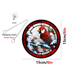 Acrylic Stained Glass Cardinal Suncatcher Window Hanging with Chain and Hook 15cm