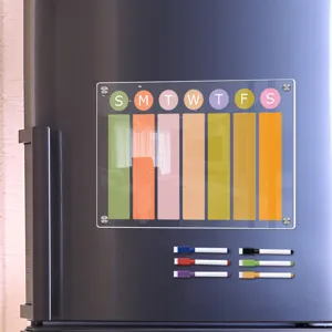 Transparente Acryl Magnetischer Wochenplaner Kalender Tafel für Kühlschrank mit bunten Stiften