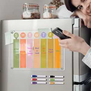 Klares Acryl magnetisches Wochenplaner Brett für den Kühlschrank mit Markern und Kalender.