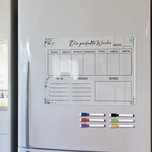 Transparente Acryl Magnetische Wochenplaner Tafel für Kühlschrank, wiederbeschreibbarer Kalender.
