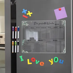 Transparente acryl magnetische wochenplaner tafel für kühlschrank mit stiften, memo notizblock.