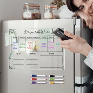 Transparente Acryl Magnet Wochenplaner Tafel für Kühlschrank, wiederbeschreibbarer Kalender.