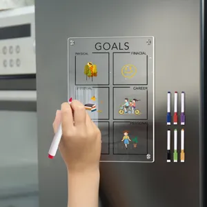 Transparente Acryl Magnettafel für den Kühlschrank, wiederverwendbarer Wochenplaner mit Stiften.