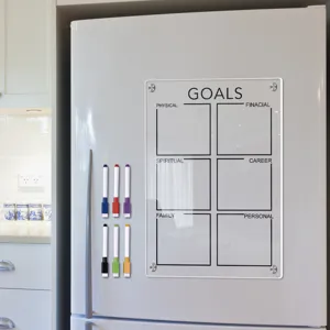 Transparenter Acryl Magnetkalender Wochenplaner fuer Kuhlschrank Notiztafel mit Stiften.
