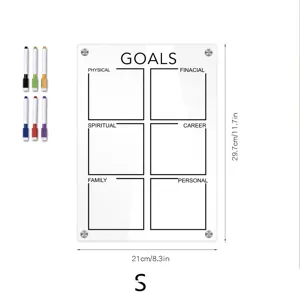 Transparente Acryl Magnettafel Wochenplaner Ziele Tafel mit 6 bunten Markern 21x29.7cm Gr.S