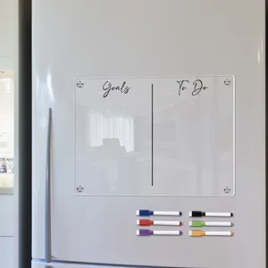 Transparente Acryl Magnetische Trockenabwischbare Tafel für Kühlschrank mit Markern Planer