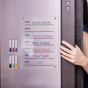Klares Acryl magnetischer Wochenkalender für Kühlschrank mit Trockenlöschstiften Detailans.