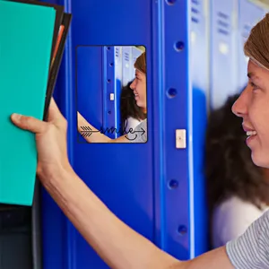 Espejo magnético para taquilla con estampado de sonrisa para escuela, espejo acrílico.