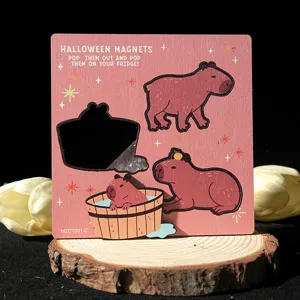 Hölzerne Wasserschwein Kühlschrankmagnete Set, niedliches Cartoon Tier Design für Deko.