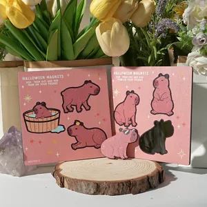 Holz Capybara Kuehlschrankmagnet Set niedliche Cartoon Tier Magnetaufkleber fuer Deko