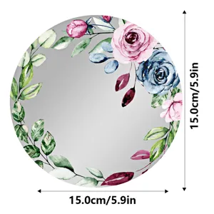 Espejo magnético redondo para casillero con diseño floral de acuarela, espejo acrílico 15cm