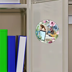 Espejo magnético decorativo para taquilla con diseño floral de acuarela para escuela y gimnasio.