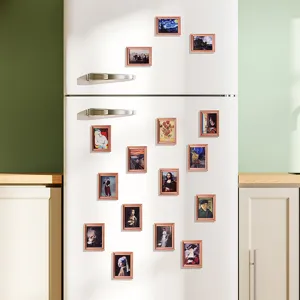 Houten Magnetische Vintage Fotolijst Koelkastmagneet Beroemd Kunstschilderij Koelkaststicker Huisdecoratie Keukenaccessoire