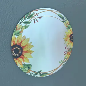 Espejo magnético redondo para taquilla con diseño de girasol para decoración escolar o gimnasio.
