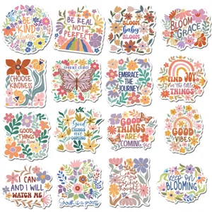 Cute floral magnetic sticker details, inspirational quote fridge sticker set for home decor.
