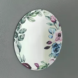Espejo magnético ovalado para taquilla con diseño de corona floral de acuarela para escuela.