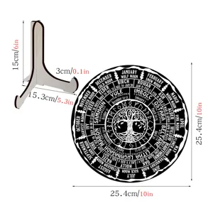 Wooden Wheel of the Year calendar with display stand pagan calendar decor desk ornament