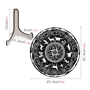 Wooden Wheel of the Year Calendar Display Stand Wiccan Altar Pagan Zodiac Table Decor