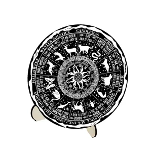 Wheel of the Year wooden calendar plaque tabletop decoration pagan Wicca altar decor