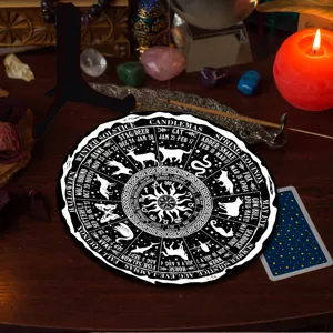 Wheel of the Year wooden calendar plaque pagan wiccan altar decor astrology table ornament