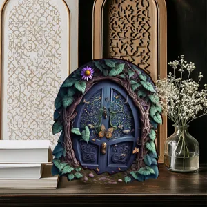 Houten sprookjesdeur bureau ornament tuindecoratie magische gnoom huis decor ambacht