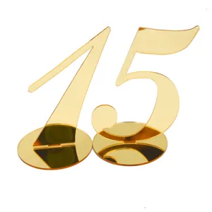 Gold Acrylic Table Number 15 Standing Sign for Wedding Party Reception Restaurant Decor