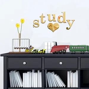Acryl spiegel muursticker study belettering DIY huisdecoratie afneembare kunst muurstickers