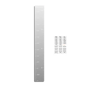 Acrylic mirror height growth chart detail showing clear cm scale and milestone stickers.