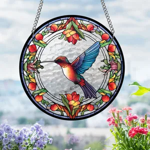 Acrylic stained glass hummingbird suncatcher wall hanging for home decor window decoration