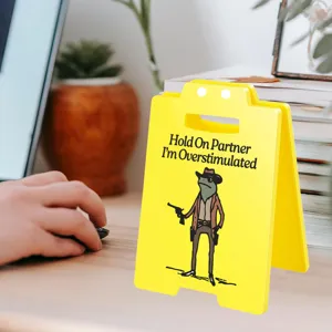 Funny office desk decor acrylic sign funny prank gift for coworkers and friends yellow warning sign