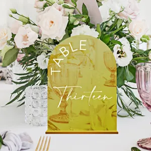 Acrylic wedding table number sign arched mirror tabletop display for wedding decor party events