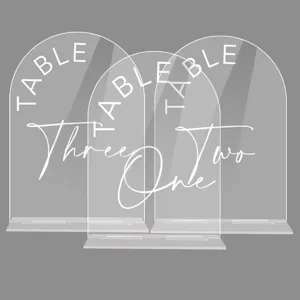 Clear acrylic arch table numbers with stand wedding party table sign decor set.