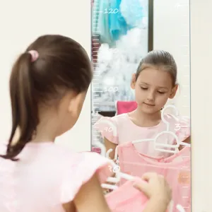 Acrylic height growth chart mirror detail shot for kids room wall decor and measurement.