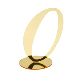 Gold mirror acrylic table number zero detail shot wedding restaurant decor accessory item