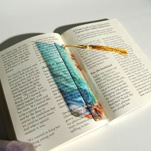 Creative colorful translucent acrylic bookmark with golden tassel for reading lovers bookmark