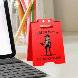 Funny office decor acrylic warning sign desk ornament with cowboy frog and humorous quote