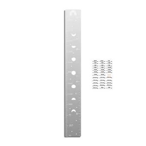 Acrylic growth chart detail view, mirror finish height ruler with moon and star design.