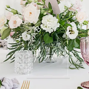 Clear acrylic wedding table number sign arched table card custom printed tabletop decor