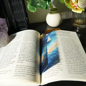Creative colorful translucent acrylic tassel bookmark with light refraction detail view