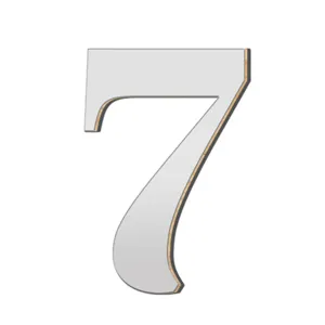 Gedetailleerd aanzicht van de 3D acryl spiegel nummer 7 muursticker met fijne afwerking.