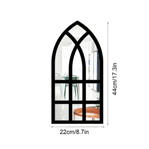 Gothic arched window wall mirror acrylic sticker black frame home decorative wall art decor