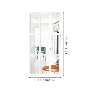 Wooden acrylic mirror wall sticker fake window design home decor 38.1x76.2cm interior detail