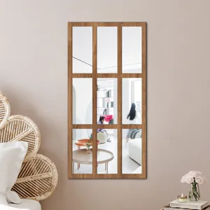 Wooden acrylic mirror wall sticker fake window for living room bedroom home decor details.
