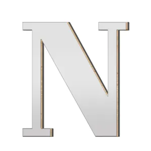 3D Acryl Spiegel Letter N Muursticker Houten Huisdecoratie DIY Alfabet Wandkunst