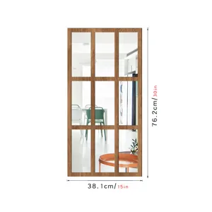 Wooden acrylic window wall mirror sticker for living room bedroom home decor, 76x38cm size.