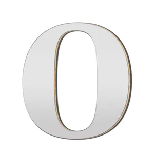 Houten acryl gespiegelde 3D letter O muursticker huisdecoratie interieur detail zicht