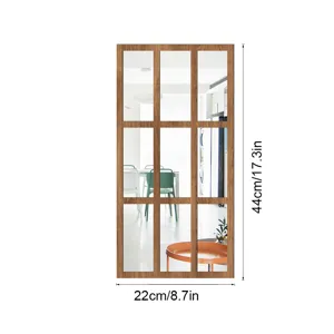 Wooden acrylic mirror wall sticker fake window decorative 44x22cm for living room room decor